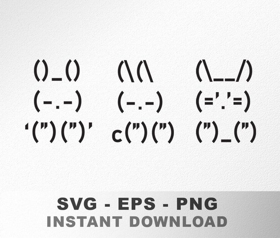 Ascii Bunny icons SVG, Ascii images SVG, ascii icons figures, Bunny svg,  ascii emoji, ascii art, text figures images, svg eps png -  Portugal