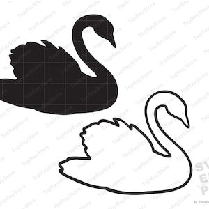 Swan SVG, Swan silhouette Svg, Swan outline Svg. Swan Vector, Cut files, svg eps png, Instant Download