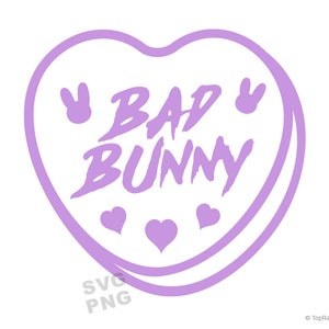 Bad Bunny SVG, Bad Bunny Heart SVG, Love Bad Bunny Logo SVG, Outline
