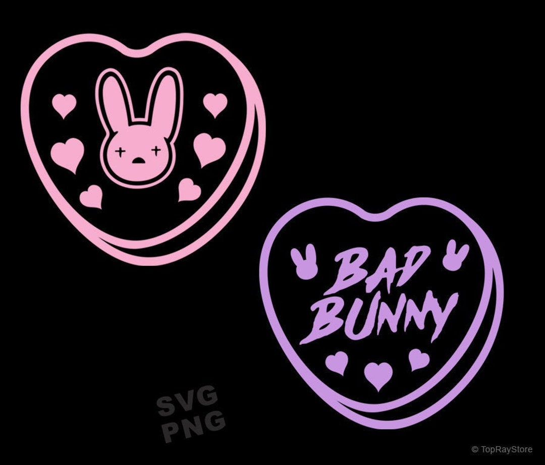 Bad Bunny SVG, Bad Bunny Heart SVG, Love Bad Bunny Logo SVG, Outline