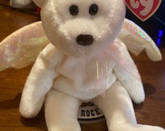 Summer Sale (was 2,000)- Halo Angel Bear- Original Ty Beanie Babies with Errors
