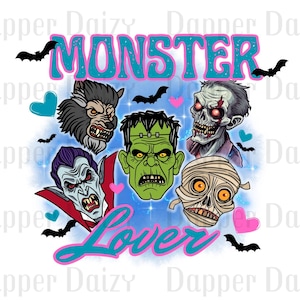 Monster Lover PNG, Frankenstein PNG, Dracula PNG, Classic Horror, Horror, Valentine&#39;s Day