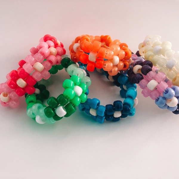 Flower Kandi Bracelet Cuffs | Choose Your Own Color! Rainbow Rave Gear EDC Daisy Colorful Scenecore Kidcore Pony Bead Festival Plur EDM