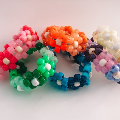 Flower Kandi Bracelet Cuffs Choose Your Own Color Rainbow Etsy