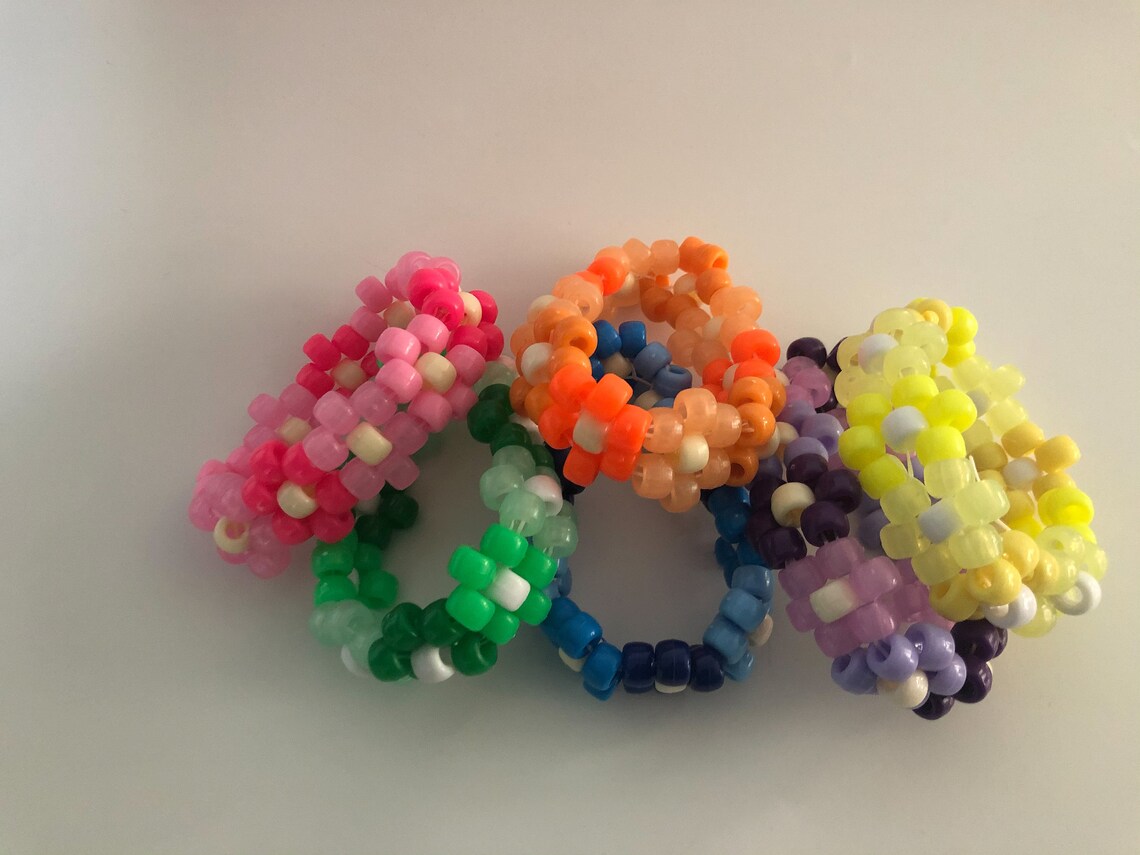 Flower Kandi Bracelet Cuffs Choose Your Own Color Rainbow Etsy