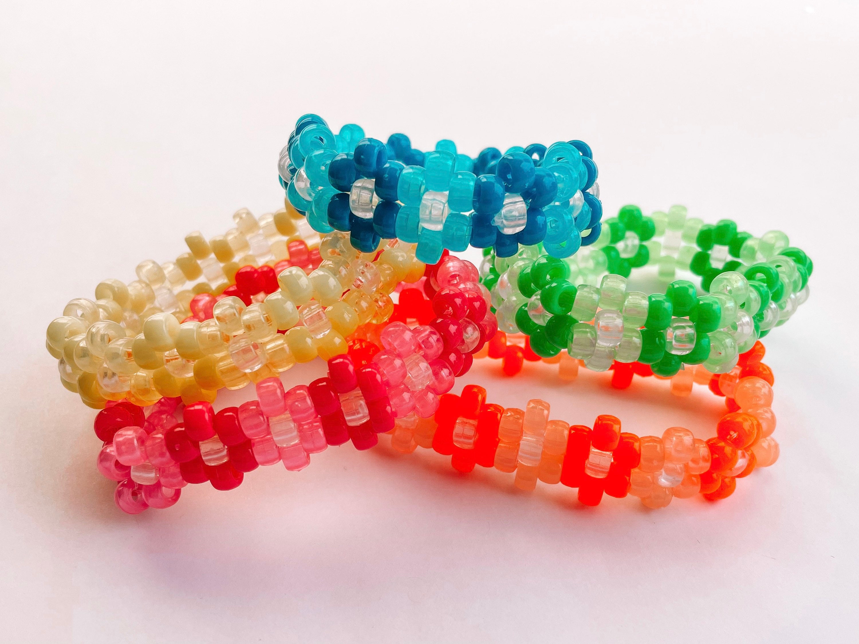 Mini Flower Kandi Cuff Bracelet | Choose Your Own Color! Rainbow 