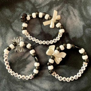 Abracadabra Bracelet | Lady Gaga Inspired Mayhem Music Song Album Lyrics Merch Pop Singer Beaded Jewelry Friendship Bracelet Black White