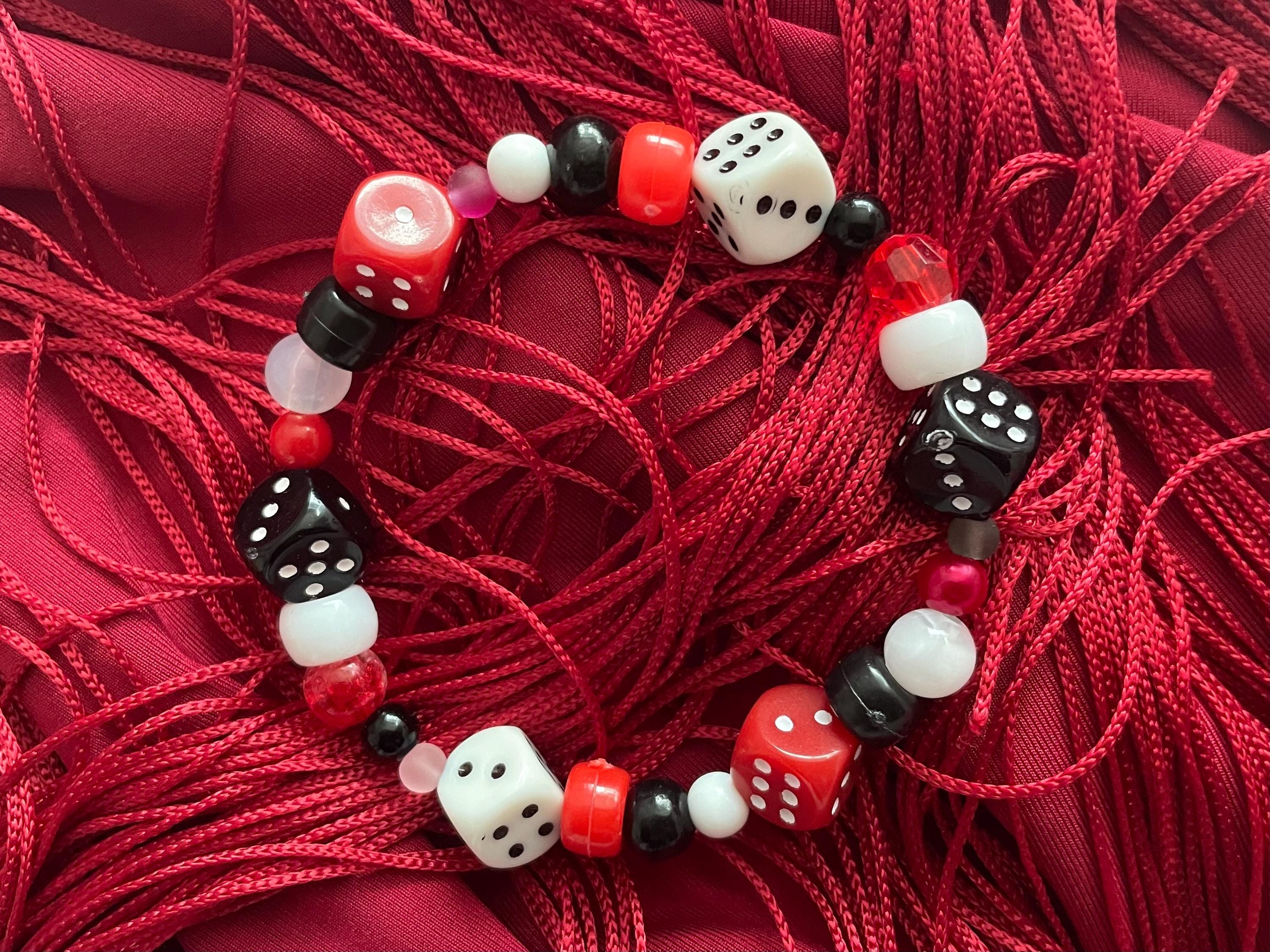 Dice Bracelet | Beaded Jewelry Friendship Bracelet Red White Black