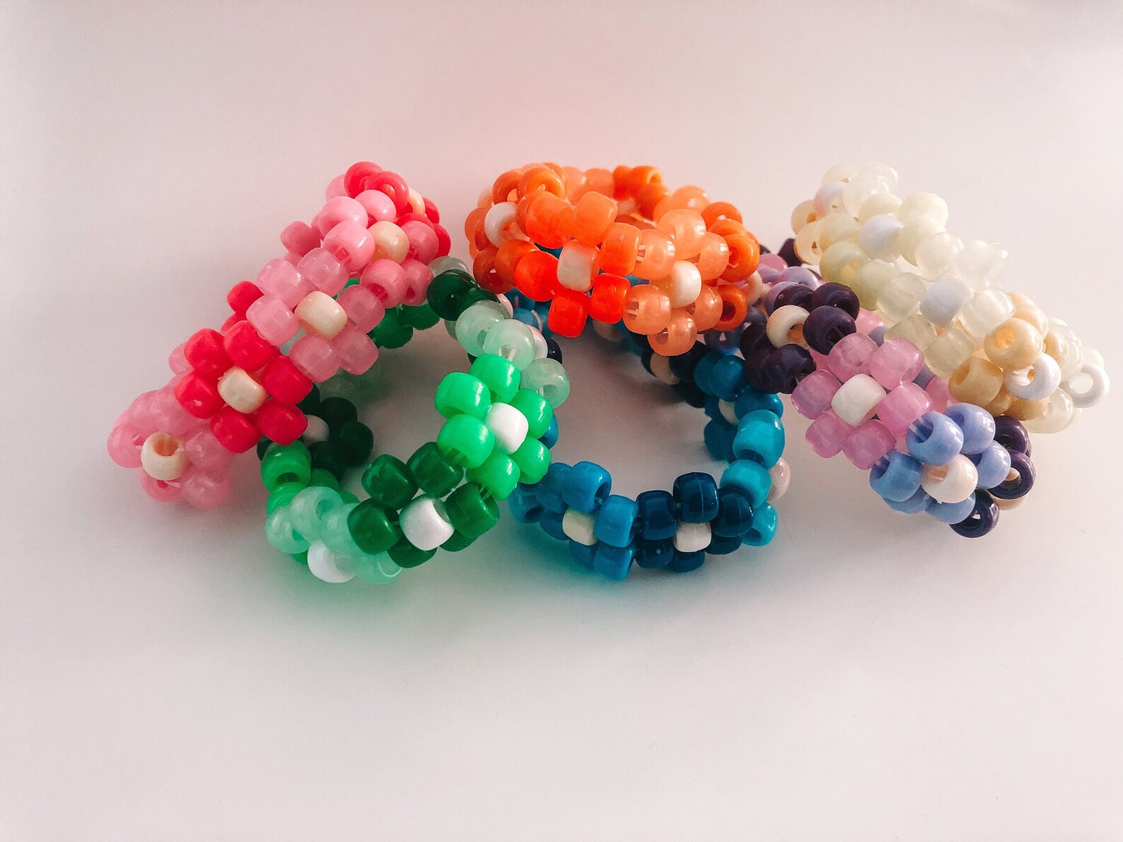 Flower Kandi Bracelet Cuffs Choose Your Own Color Rainbow Etsy