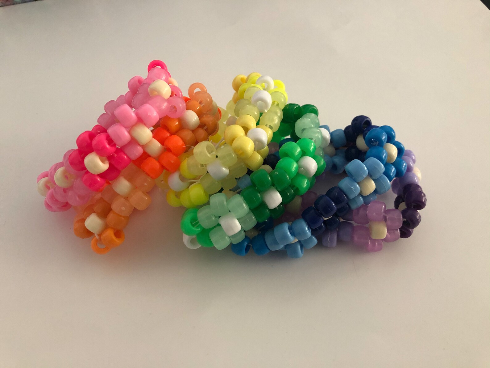 Flower Kandi Bracelet Cuffs Choose Your Own Color Rainbow Etsy