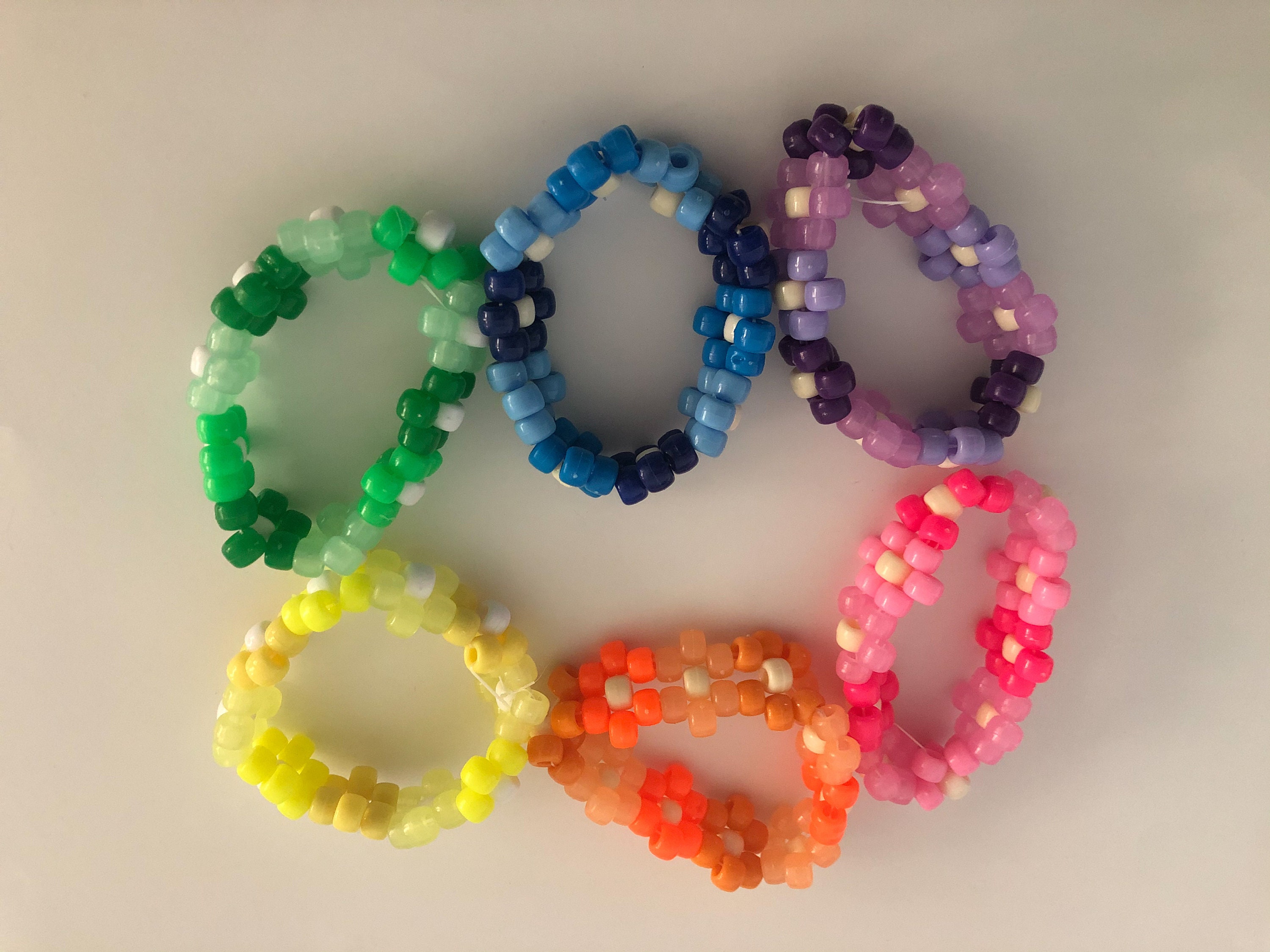 Flower Kandi Bracelet Cuffs Choose Your Own Color Rainbow Etsy
