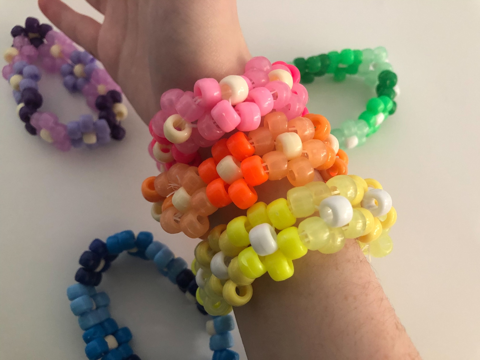 Flower Kandi Bracelet Cuffs Choose Your Own Color Rainbow Etsy