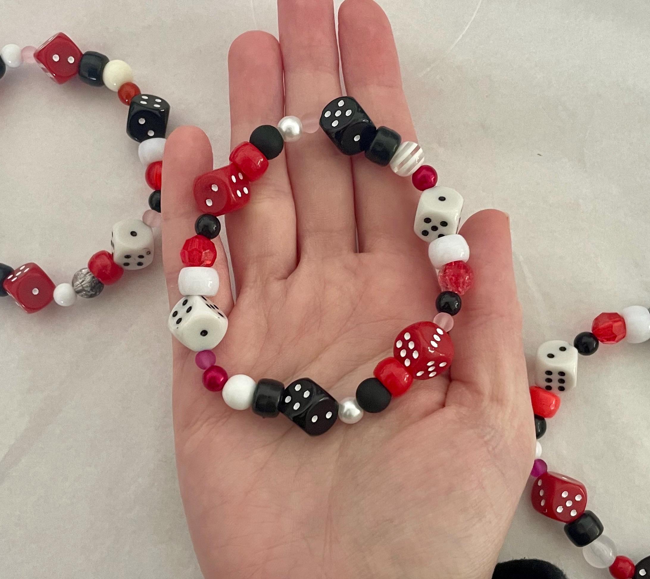 Dice Bracelet | Beaded Jewelry Friendship Bracelet Red White Black