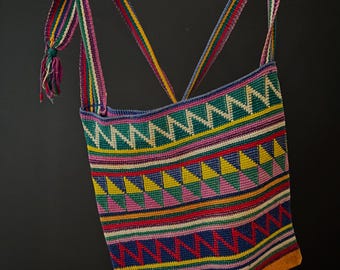 Large Hand-woven Suede Huipil Backpack From Chichicastenango 