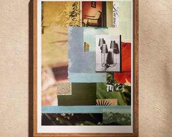 Vintage Style Collage Wall Art, Abstract Framed Print, Mid Century Modern Art, Eclectic Home Decor, Editorial Poster, Gallery Wall