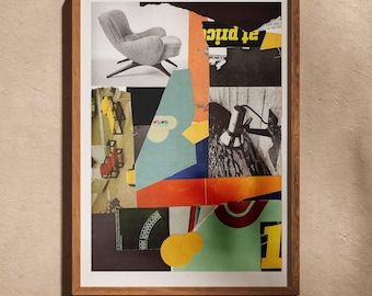 Rebellion Retro Collage Art Print – Mid Century Modern, Eclectic Abstract Gallery Wall Decor
