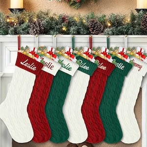 Medias navideñas personalizadas Medias de terciopelo de lujo Medias bordadas para apliques navideños Medias con nombre para decoración familiar