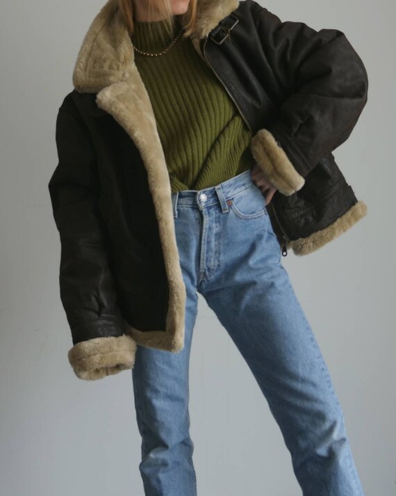 Oversized leather bomber