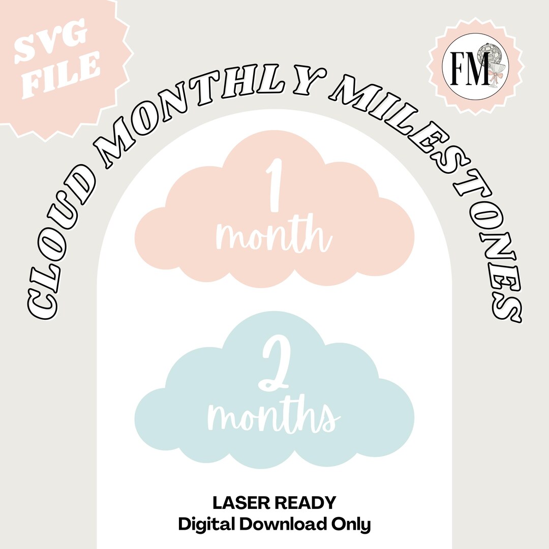 Cloud Baby Monthly Milestone Board SVG, Laser Cut File (digital ...