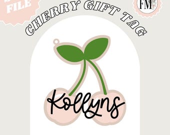 Cherry Gift Tag SVG File, Glowforge Laser Cut File (Digital Download)