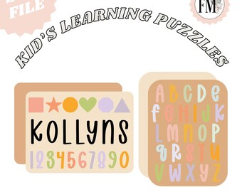 Name, Shape, Numbers & Alphabet Puzzle Template SVG Files, Name Puzzle SVG File, Laser Cut File, Puzzle SVG, Kid's Puzzle Template