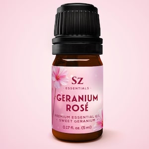 Aceite esencial de geranio rosado: 100 % puro, sin diluir, geranio dulce, aroma a rosa (5 ml)