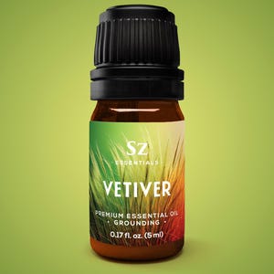 Vetiver Essential Oil - 100% Pure, Undiluted - Earthy, Woody and Grassy Scent with Smoky grounding undertones - Therapeutic Grade (5 mL)