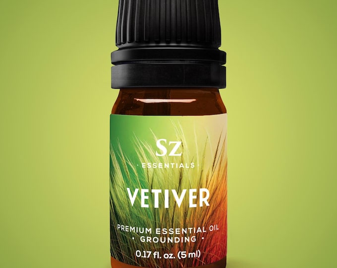 Vetiver Essential Oil - 100% Pure, Undiluted - Earthy, Woody and Grassy Scent with Smoky grounding undertones - Therapeutic Grade (5 mL)