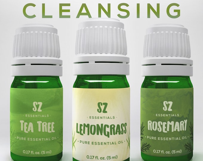 Tea Tree, Lemongrass and Rosemary Essential Oils Set - 3 pack - 100% pure and natural - Therapeutic Grade - perfect gift set