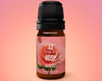 Sz Essentials Rose Absolute Essential Oil - Bulgarian - Aphrodisiac -  Rosa Damascena - 100% Pure and Natural- Undiluted 0.17 fl oz. (5mL)