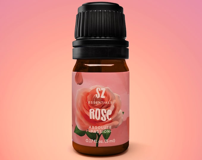 Sz Essentials Rose Absolute Essential Oil - Bulgarian - Aphrodisiac -  Rosa Damascena - 100% Pure and Natural- Undiluted 0.17 fl oz. (5mL)