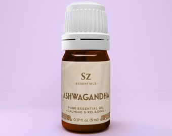 Aceite esencial de Ashwagandha - 100% puro y natural - Ayurvédico - Sin diluir - 0,17 fl oz.