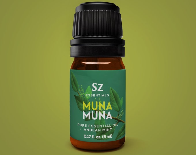 Muna Muna Essential Oil - Andean Mint - Rich Minty Scent with Earthy Overtones - Therapeutic Grade & Vegan - Undiluted - 0.17 fl oz (5ml)