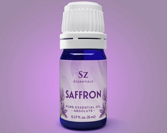 Saffron Essential Oil - Absolute - Extracted from the stigmas of the Saffron flower - 100% Pure and Natural - Undiluted - 0.17 Fl Oz