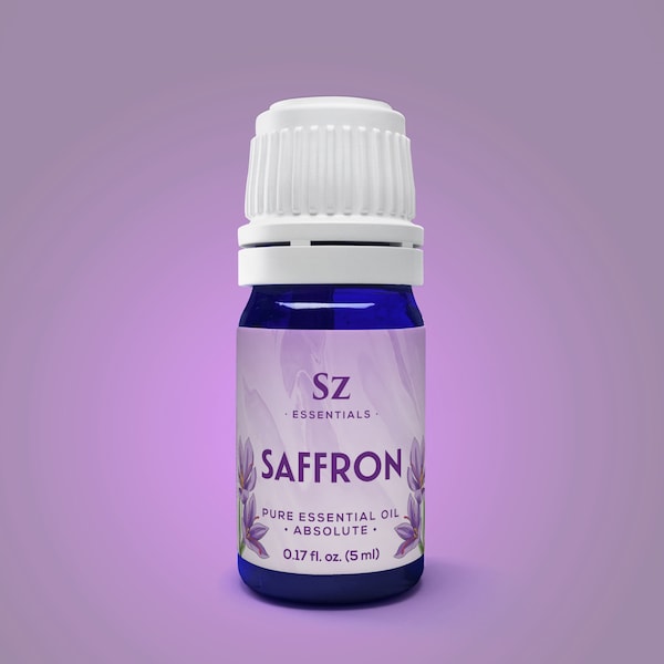 Saffron Essential Oil - Absolute - Extracted from the stigmas of the Saffron flower - 100% Pure and Natural - Undiluted - 0.17 Fl Oz