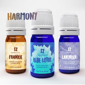 Essential oil set - 3 Pack - Blue Lotus - Frankincense - Lavender - 100% pure and natural - Undiluted - perfect gift set