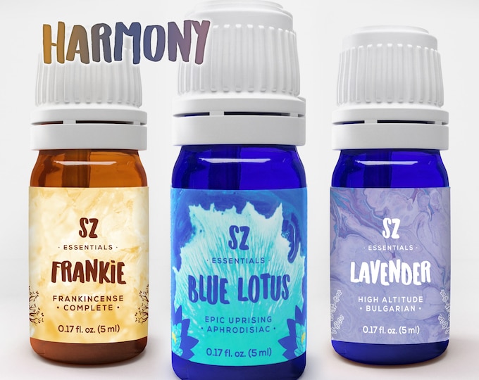 Essential oil set - 3 Pack - Blue Lotus - Frankincense - Lavender - 100% pure and natural - Undiluted - perfect gift set