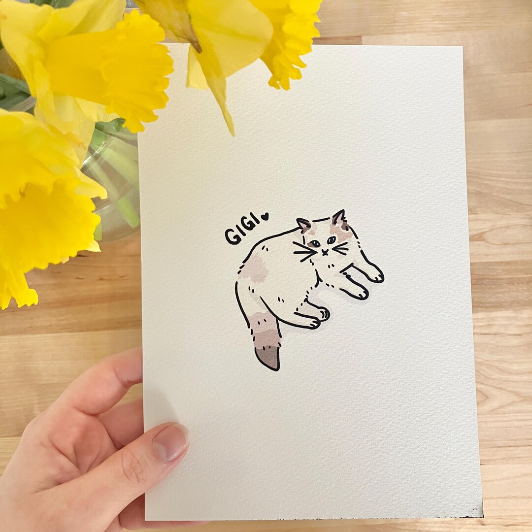 Custom Cat Portrait Drawing | Badly Drawn Pet Portrait | Personalised ...