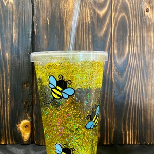 Bee Glitter 16oz Snow Globe Tumbler