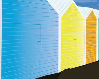 Portrush Beach Huts Digital Print