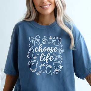 Comfort Colors® Pro Life Christian Shirt, Choose Life Doodle Pink Coquette Bow Religious Tee, Unapologetically ProLife, Save the Babies Tee