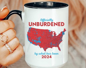 2024 Election Results Map Mug, USA Electoral Map Donald Trump 2024 Mug, Unburdened By What has Been, Trump Landslide Red Wave, Elect Red Mug