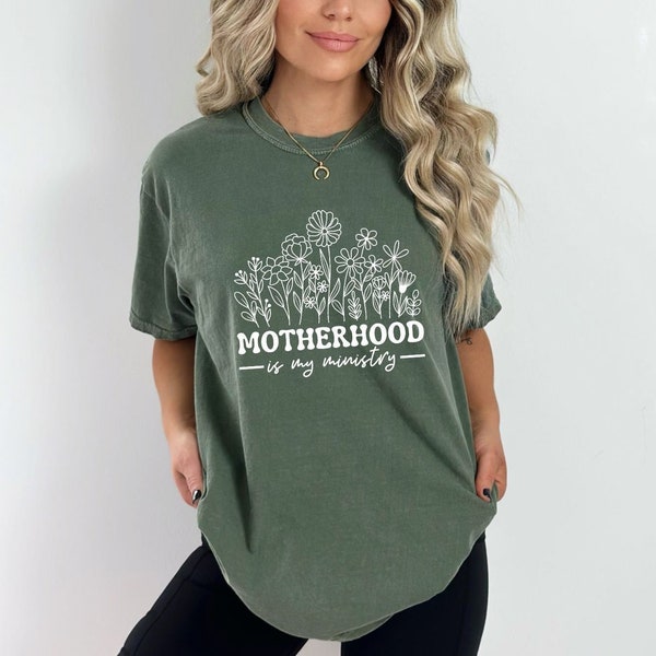 Comfort Colors® Motherhood is My Ministry, Christian Mom Shirt, Homeschool Mama Shirt, Homeschool Mom Gift, Homestead Mama, Conservative Mom