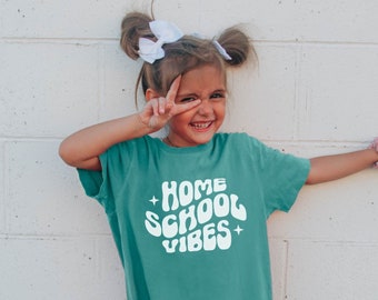 Comfort Colors Homeschool Kids Shirt, Retro Home School Vibes Tee, Cute Homeschooler Youth Tshirt, Homeschool Era Back to Homeschool Tee
