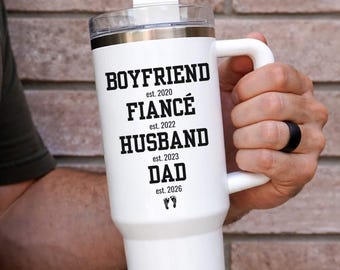 Personalized New Dad 40 oz Tumbler, First Time Dad Gift, Custom Date Mug, Boyfriend Fiance Husband New Dad Milestone Mug, Fathers Day Gift