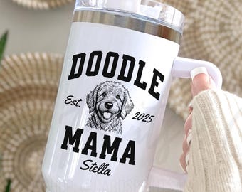 Personalized Doodle Mom Custom 40 oz Tumbler, Custom Dog Name Golden Doodle Mom Dog Owner Gift, Dog Lover Dog Person New Pet Parent Gift