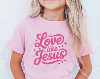 Camiseta infantil "Love Like Jesus" de Comfort Colors®, camiseta cristiana retro para niñas, camiseta infantil "Godly Faith Jesus", camiseta infantil "Religious Child Bible Versicles"