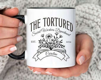 Personalized Social Worker Mug, Custom Tortured Social Workers Department Canvas Gift, Cute Wildflowers School Social Worker Floral Gift