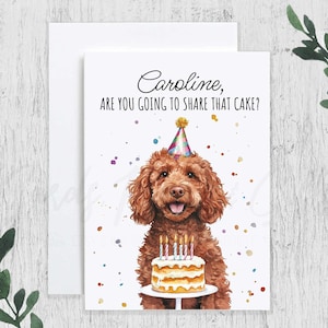 Personalized Red Goldendoodle Birthday Card, Funny Labradoodle Birthday Card, Doodle Dog Mom Dad Bday Card, Dog Lover Gift, Card from Dog