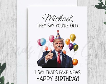 Personalized Trump Custom Name Birthday Card, Funny President Trump Birthday Gag Gift, Custom Name Birthday Card, Republican Bday Gift